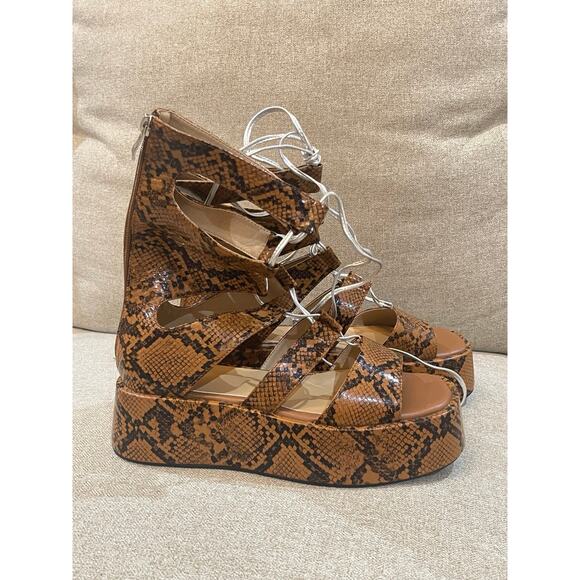 Women Summer Platform Sandals Open Toe Lace-up Cutout Gladiator Size 8 - Picture 7 of 13